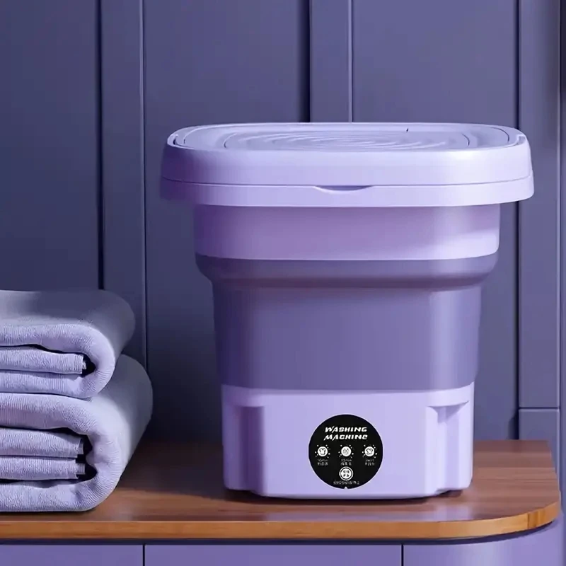 Machine à laver pliable 8L, Mini vêtements ménagers, chaussettes, sous-vêtements, nettoyage, Machine à laver de voyage avec séchage