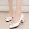 Dress Shoes Woman Office Ladies 3cm Heels Footwear Chunky Sandals Branded Pumps Lace-Up Slip On