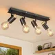 Kimjo Spot Light Adjustable 4 Way Vintage Light Fittings Wooden Ceiling Lights Black Wall Lights E27