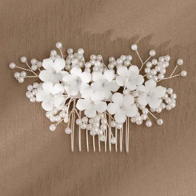 Peignes à cheveux à fleurs blanches pour femmes et filles épingles à cheveux en perles faites à la