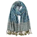 Écharpe Jacquard en Coton de Style Bohème pour Femme Pashmina Chaud d'Hiver Long Châle Doux