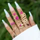 Boho Gold Document Salle Ring Set Charms Coussins Crystal Stone Letter Couples Rings for Women