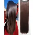 Synthetische 5 Clip in Haar verlängerungen lange gerade Frisur Haarteil schwarz braun blond 80cm