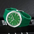 Unisex Männer Frauen Uhr Sport männlich Quarz Armbanduhr bunte Silikon band grün gelb Gummi uhren