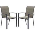 Rubbermaid Patio Stackable Dining Chairs Set For 2, Outdoor Frame Dining Chairs For Front Porch Backyard Garden & Deck | Wayfair B640