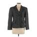 Donna Karan New York Wool Blazer Jacket: Gray Chevron/Herringbone Jackets & Outerwear - Women's Size 8