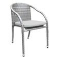 Red Barrel Studio® Neumark Wicker Outdoor Stackable Dining Armchair w/ Cushions Wicker/Rattan in White | 31.5 H x 22 W x 25 D in | Wayfair