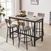 17 Stories Industrial Style 5 Pieces Kitchen Counter Height Dining Table Set Wooden Dining Table w/ 4 Dining Stools Wood/Upholstered/Metal | Wayfair