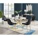 East Urban Home 6 - Person Dining Set Wood/Upholstered/Metal in Brown/Gray/White | 29.5 H x 47.2 W x 47.2 D in | Wayfair