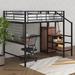 Mason & Marbles Ahava Twin Size Loft Bed w/ Desk & Grid, Lateral Storage Ladder & Wardrobe in Black | 67.9 H x 40.9 W x 94 D in | Wayfair