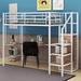 Mason & Marbles Annily Twin Size Metal Loft Bed w/ Desk & Metal Grid Metal in White | 67.9 H x 40.9 W x 94 D in | Wayfair