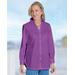 Appleseeds Women's Foxcroft Non-iron Side-Button Long-Sleeve Tunic - Purple - 16 - Misses