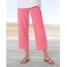 Appleseeds Women's Nantucket Cotton Fringe-Trimmed Cropped Pants - Pink - PL - Petite