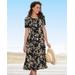 Appleseeds Women's Batik Vines Button-Front Dress - Black - XL - Misses
