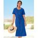 Appleseeds Women's Captiva Drawstring Button-Front Dress - Blue - PXL - Petite