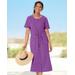 Appleseeds Women's Captiva Drawstring Button-Front Dress - Purple - 2X - Womens