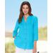 Appleseeds Women's Nantucket Cotton Fringed Button-Front Tunic - Blue - M - Misses