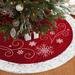 The Holiday Aisle® Christmas Tree Skirt 48 Inches Snow Sequin Embroidery w/ White Trim Border Decor For Xmas Holiday Party Ornaments in Red | Wayfair