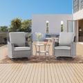 Winston Porter Thaddeus 3 Piece Rattan Seating Group w/ Cushions Synthetic Wicker/All - Weather Wicker/Metal/Wicker/Rattan in Gray | Outdoor Furniture | Wayfair