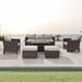 Red Barrel Studio® 6-Set Outdoor PE Wicker Furniture Wide Seat Conversation Couch Set Extra Ottomans in Brown | 29.1 H x 72.1 W x 29.1 D in | Wayfair