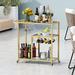 Everly Quinn Centralia Metal Bar Cart Iron in Yellow | 35 H x 15.75 W x 36.61 D in | Wayfair 60EE6AD5CF1645BF9A8395F3F821F6EB