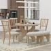Red Barrel Studio® 5-Piece Dining Table Set Round Table w/ Bench & Side Chairs ST000098 in Brown | Wayfair D6A8F0D4D98941E09D3E5AF84C7F8855