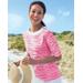 Blair Women's Prima™ Cotton Brushstroke Stripe Button-Trim Bateau Tee - Pink - PS - Petite