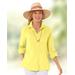 Blair Women's Crinkled Cotton Solid Shirt - Yellow - PXL - Petite