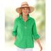 Blair Women's Crinkled Cotton Solid Shirt - Green - 1X - Womens