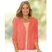 Blair Women's Linen/Cotton Crochet-Trim Cardigan - Orange - S - Misses