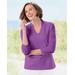 Blair Women's Prima™ Cotton Narrow V-Neck Tee - Purple - PS - Petite