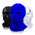 Masque de ski à broderie croisée chapeau cagoule d'hiver couvre-visage en tricot à 3 trous guêtre de ski bonnet chaud en tricot pour le sport de plein air