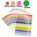 240/880/1300/1900pcs Rond Point Cercle 6mm/8mm/10mm/20mm Étiquette En Papier Autocollant Point Coloré Autocollant D'emballage Autocollant Étiquette De Décoration De Fête