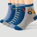 5pairs Boys Girls Kids Cartoon Car Pattern Cute Socks, Breathable Comfy Crew Socks For All Seasons, Children's Trendy Socks