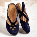 Femme Sandales Slip-Ons Pantoufles d'extérieur Extérieur du quotidien Talon Bas Bout fermé Décontractées Confort Faux Cuir Mocassins Amande Bleu Orange