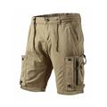 Homme Short Cargo Short Bouton Taille elastique Multi poche Plein Vestimentaire Court Extérieur du quotidien Vacances Mélange de Coton Mode Décontractées Kaki