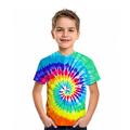 T-shirt Tee Enfants Garçon Graphic Tie Dye Manche Courte Col ras du cou Haut pour enfants Extérieur 3D effet Sportif Mode Frais Eté Bleu 2-13 ans