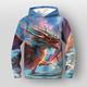 Garçon 3D Graphic Animal Dragon Sweat à capuche manche longue 3D effet Eté Printemps Automne Sportif Mode Vêtement de rue Polyester Enfants 3-12 ans Extérieur Casual du quotidien Standard