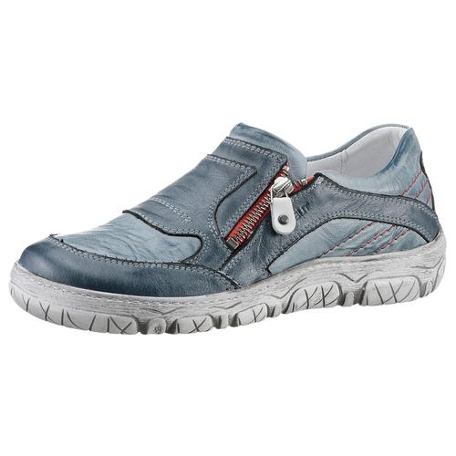 Slipper KRISBUT Gr. 39, blau (jeansfarben used) Damen Schuhe Schlupfschuh, Halbschuh mit seitlichem Reißverschluss