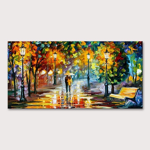 Mintura handgefertigtes Ölgemälde auf Leinwand, Wandkunst, Dekoration, modernes abstraktes Stadtlandschaftsbild für Wohnkultur, gerolltes, rahmenloses, ungedehntes Gemälde Image