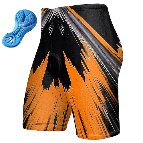Herren Grafik Geometrisch Fahrradhose Fahhrad Gepolsterte Shorts / Chamois Unterteile Mountainbike MTB Straßenradsport Sport 3D-Polster Radfahren Schnelltrocknend Feuchtigkeitsableitend Gelb Rot Image