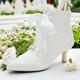 Women's Heels Wedding Shoes Dress Shoes Wedding Party Wedding Heels Satin Flower Kitten Heel Stiletto Pointed Toe Elegant Lace Satin Lace-up White Ivory Champagne