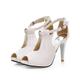 Damen Sandalen Abendschuhe High Heels Party Täglich Einfarbig Sommer Konischer Absatz Peep Toe Elegant Modisch Kunstleder Halbschuhe Schwarz Weiß Beige