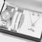 Damen-Quarzuhr, 5-in-1-Luxus-Bling-Strass-Armbanduhr mit Armband-Set, Chronograph-Dekoration, Edelstahl-Armbanduhr
