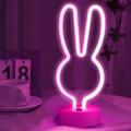 Easter Light Creative Rabbit Shaped Neon Signs With Holder Base USB or Battery Powered Easter Decor Light for Table Bedroom Easter Baby Room Nursery Room Decoration Birthday Gift