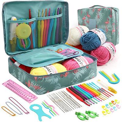 58PCS Crochet Kit Beginners Crochet Set with Crochet Yarn, Portable Crochet Hook Set Crochet Hooks Ergonomic Soft Grip Lace Crochet Hooks Travel Crochet Hook Case Full Knitting Crochet Supplies