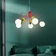 Children's Room Color Chandelier 3/5-Light Globe Glass Pendant Light Fixtures Adjustable Metal Ceiling Hanging Lamps for Dinning Room,Bedroom,Corridor Light Fixtures