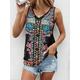 Women's Tank Top Vest Floral Casual Black Print Sleeveless Vintage Ethnic V Neck Regular Fit Summer