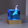 Marine Resin Whale Humpback Whale 5cm/2inch Cube Ornament Luminous Mini Night Light Birthday Christmas Gift