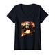 Damen Mona Lisa Meme Sonnenbrille T-Shirt mit V-Ausschnitt